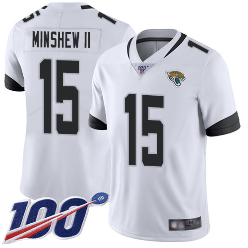 Jacksonville Jaguars #15 Gardner Minshew II White Youth Stitched NFL 100th Season Vapor Limited Jersey->youth nfl jersey->Youth Jersey